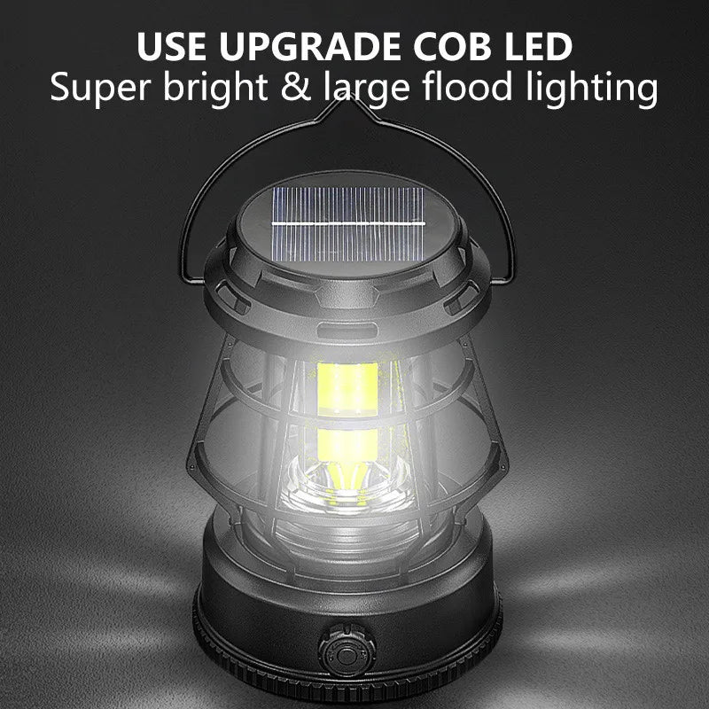 lanterne solaire camping rechargeable led suspendue urgence rouge verte noire vintage métallique