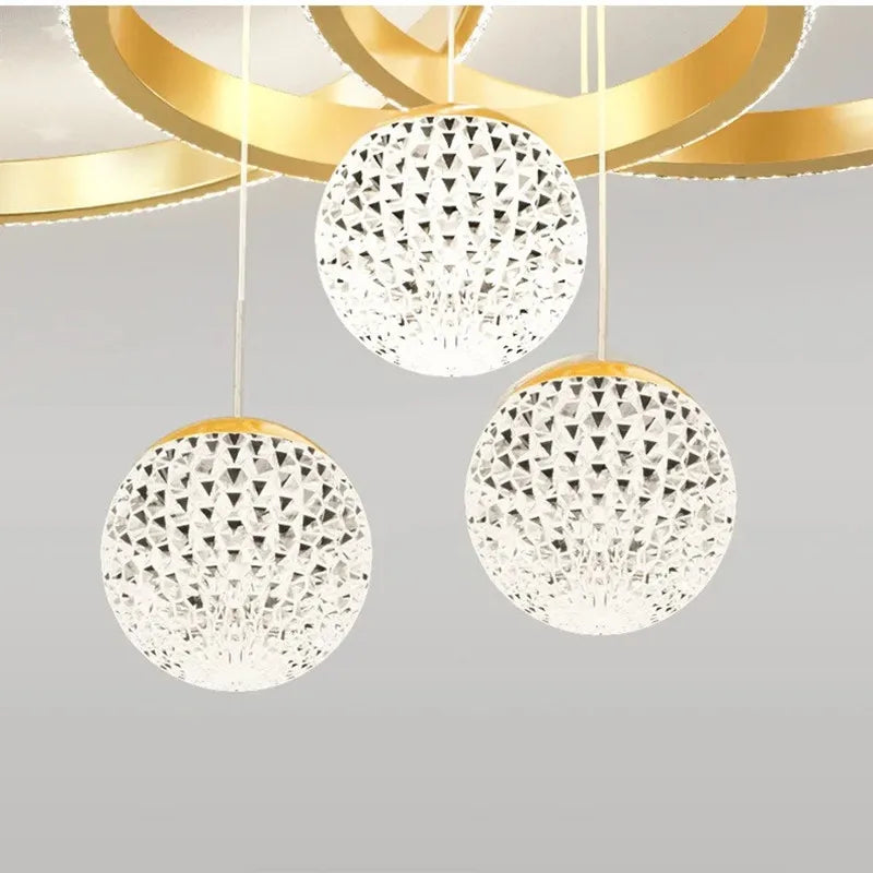 lustre moderne or cristaux scintillants suspension sphérique orientable chambre salon