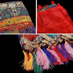 rideau multicolore brodé ethnique tissu fait main décor bouddhiste motifs floraux tassels