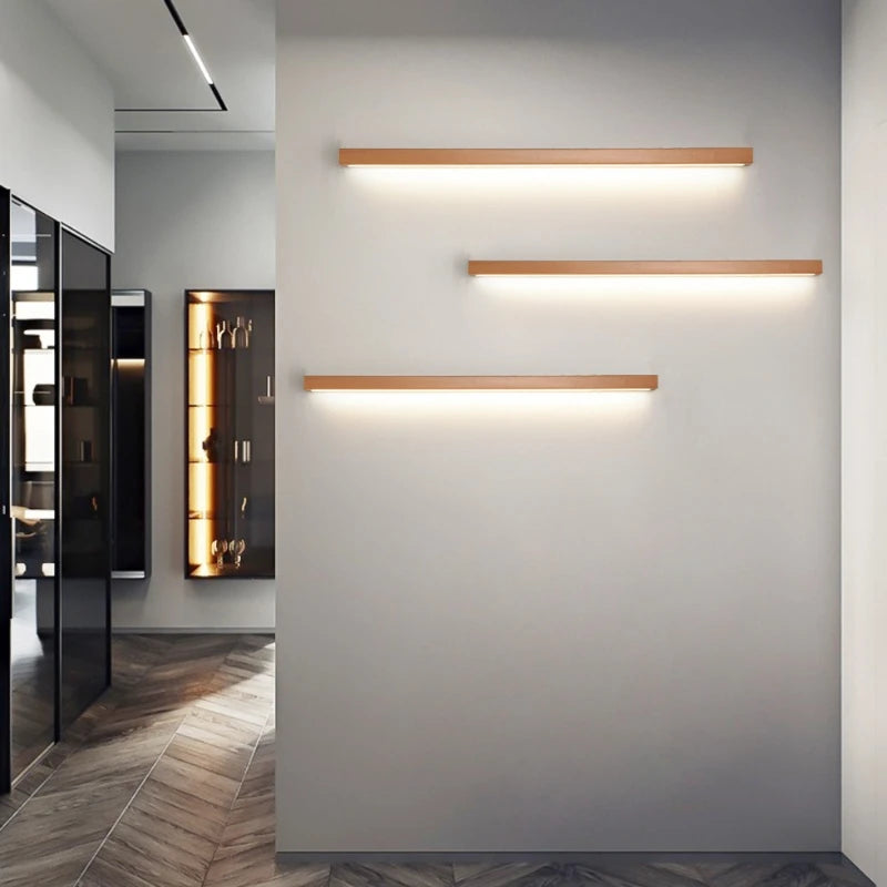 lampe led moderne bois naturel clair éclairage chambre salon entrée fixée mur appliques murales