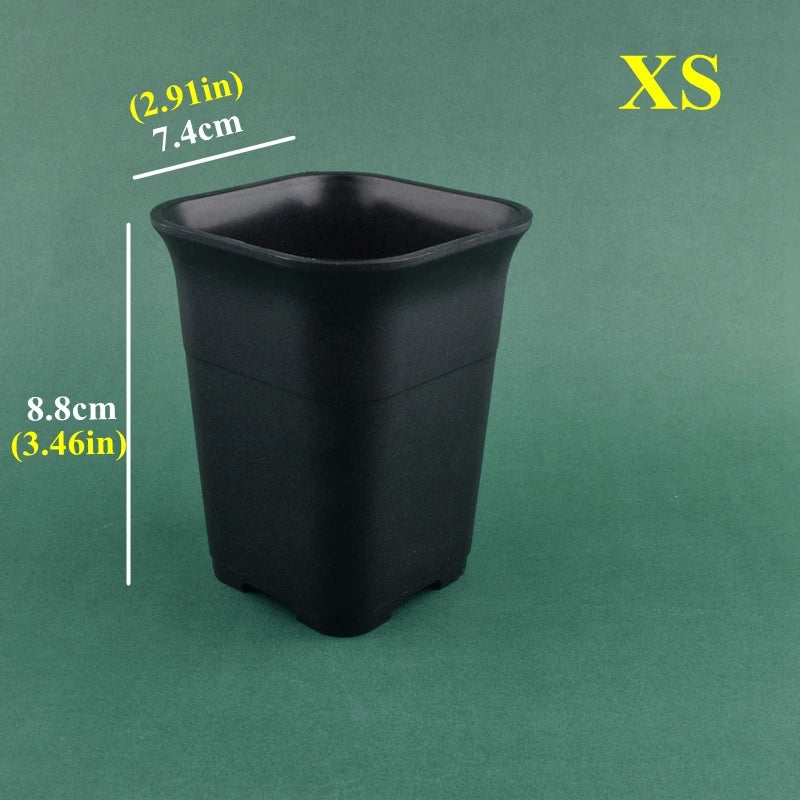 Pots fleurs carrés modernes blanc noir grains drainage 10 pièces