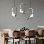 Suspension lumineuse ovale contemporaine oiseau noir doré salon chambre