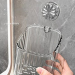 panier rangement mural transparent rayures moderne fixation suction cosmétiques flacons toilette