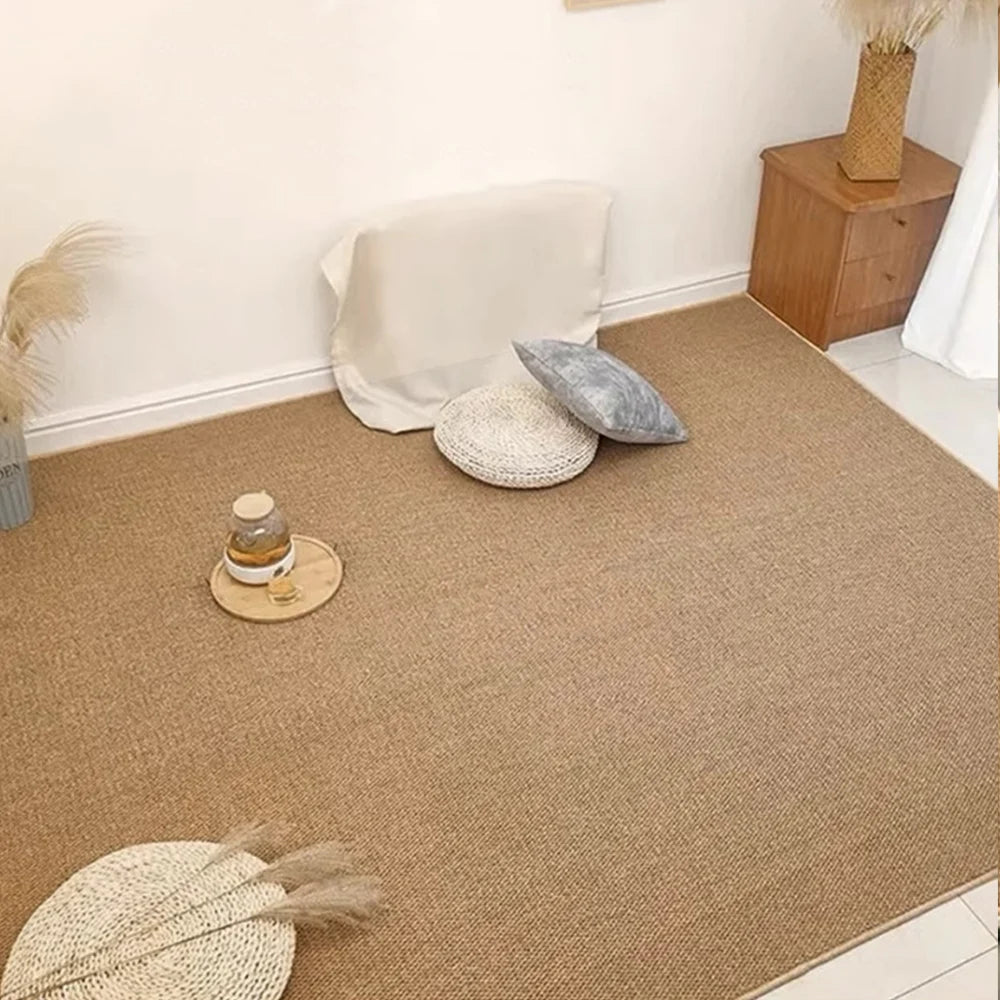 tapis moderne anti dérapant durable polyester texture tissée beige clair intérieur salon