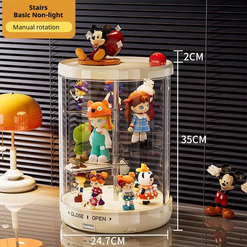 présentoir rotatif blanc figurines transparent boîte rangement moderne niveaux lisses anti poussière trưng bày