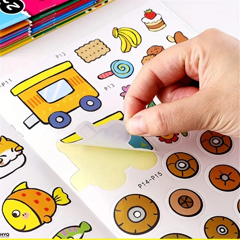 livre activités stickers multicolores animaux fruits dessin animé adhésifs éducatifs créatifs enfants jouetsscrição titles