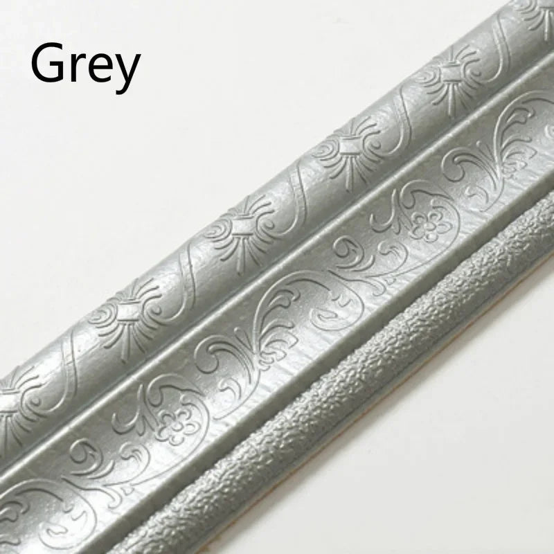 bordure décorative adhésive murale motif floral classique beige blanc gris or rose