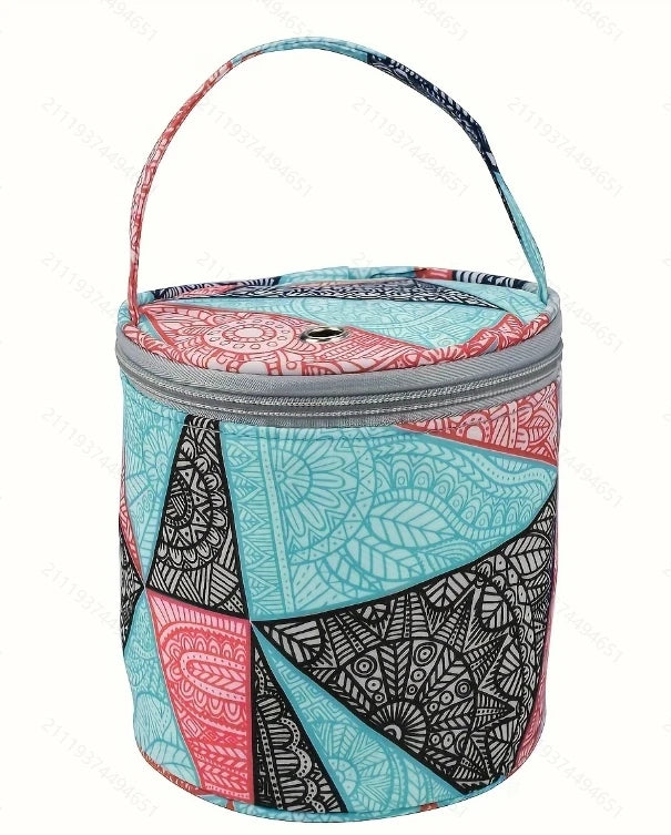sac main rond polyestère réutilisable multi usages vert rose patchwork vintage fleur animal gravures