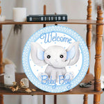 décoration murale bébé éléphanteau bienvenue aluminium résistant 20x20cm aquarelle