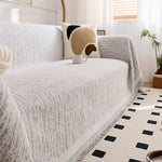 housses canapé moderne beige gris vert rayures chenille polyestère universal toutes saisons