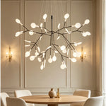 suspension lumineuse contemporaine branches stylisées 50cm 72cm 98cm noir blanc