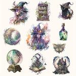 autocollants multicolores fantaisie magique artisanat scrapbooking journaux bricolage sorcières chats bougies châteaux cristaux livres