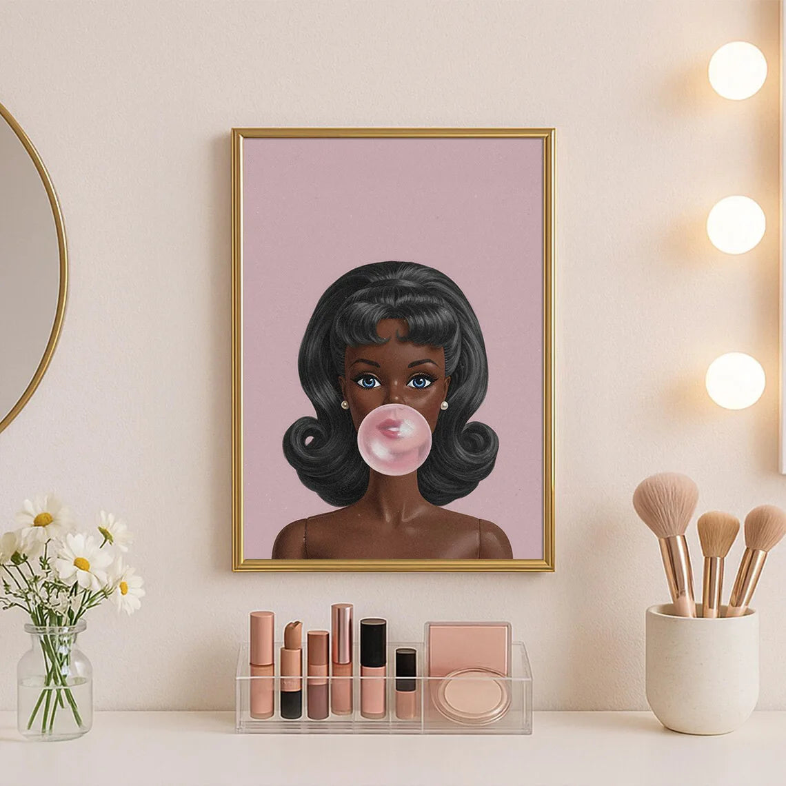 affiche toile pop art retro black girl bubblegum decoration mur contemporaine y2k preppy erotique