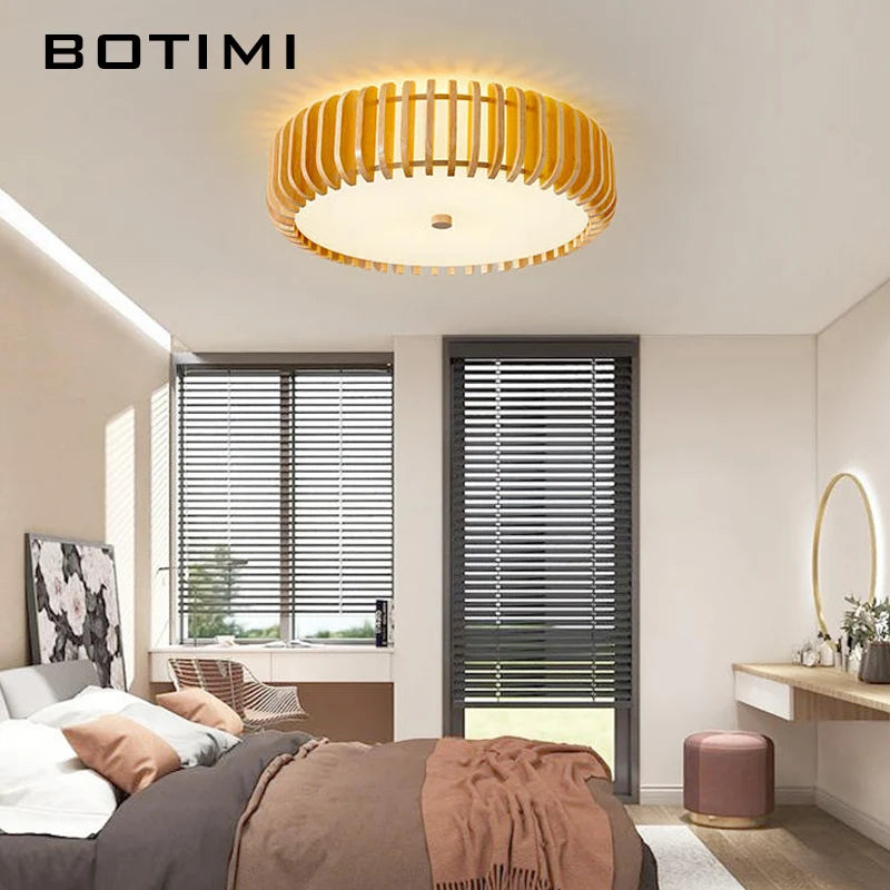 lampe bois naturel moderne rayures horizontales diffuseur opaqué surface éclairage minimaliste led chambre