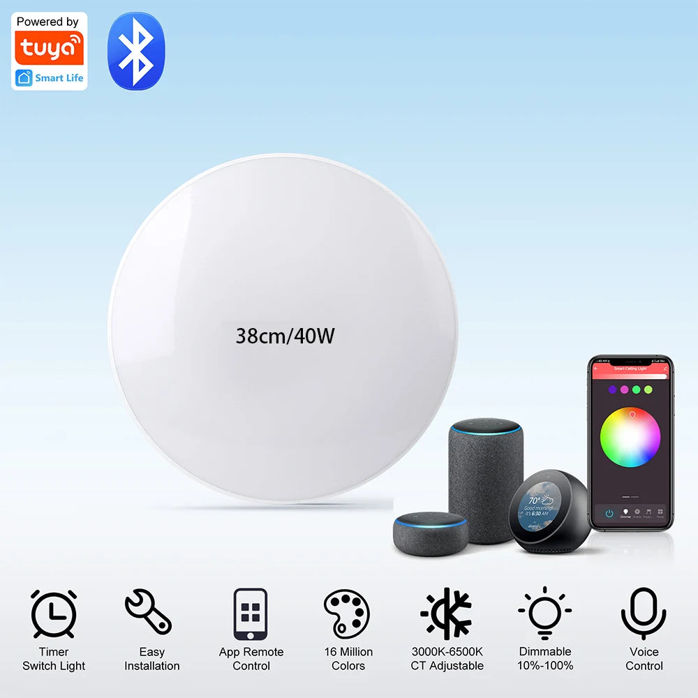 plafonnier intelligent led blanc noir télécommande rgbcw éclairage moderne