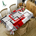 nappe table géométrique moderne rouge noire blanche polyester coton imperméable extérieur mariage festivité