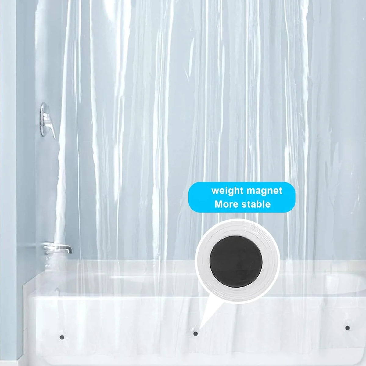 rideau douche transparent moderne rayures verticales aimants opacité 120x180cm