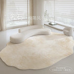 Tapis salon marbre blanc doux moelleux