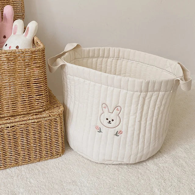panier rangement enfantin ours mignon quilté sac stockage jouets écologique poignées amovibles