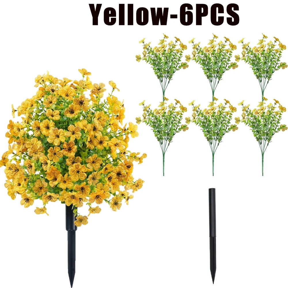 bouquets artificiels violet vert modernes decoration exterieure intérieure 35cm fleurs feuilles
