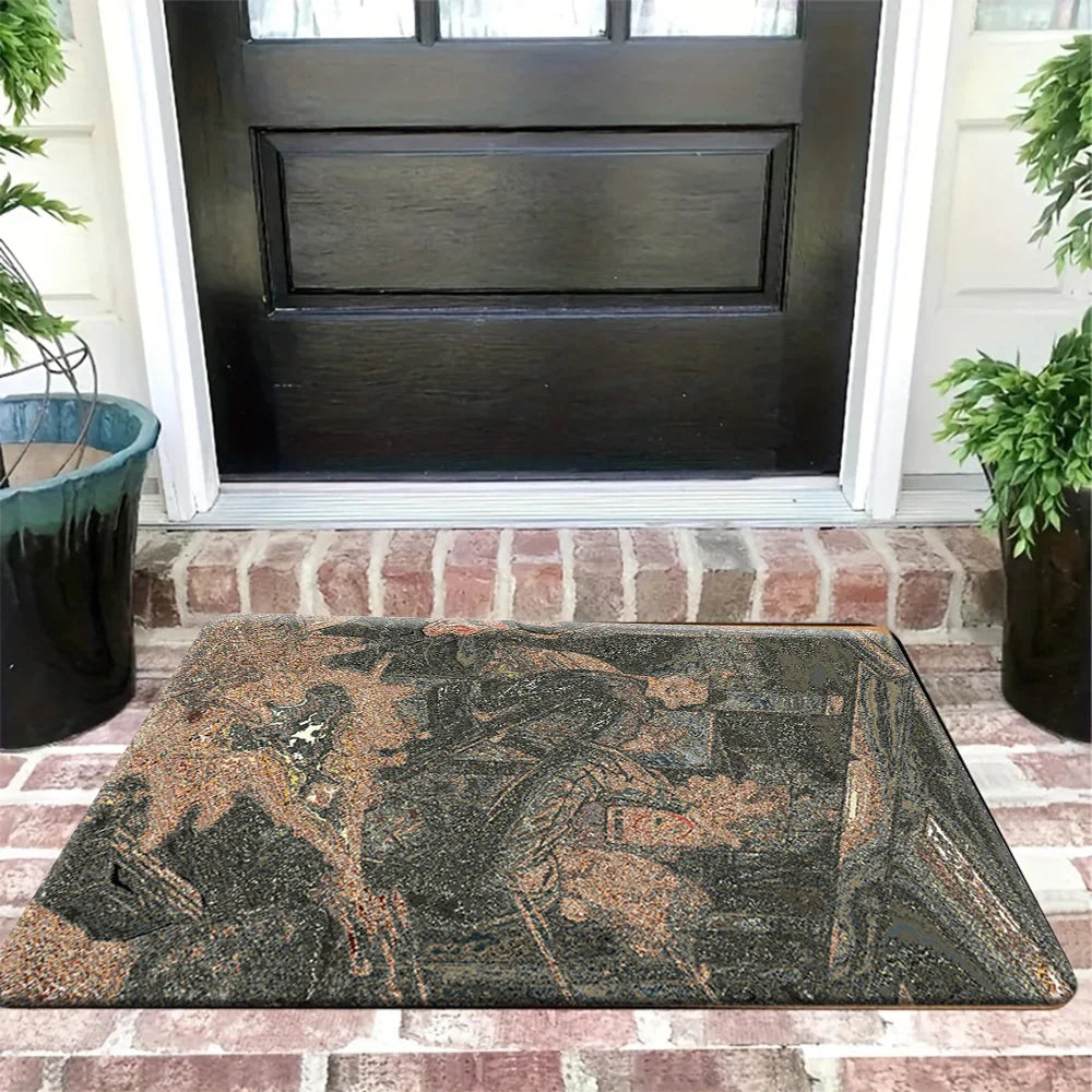 tapis sol antidérapant polyester Mandalorian noir gris entrée maison salle bain chambre moderne