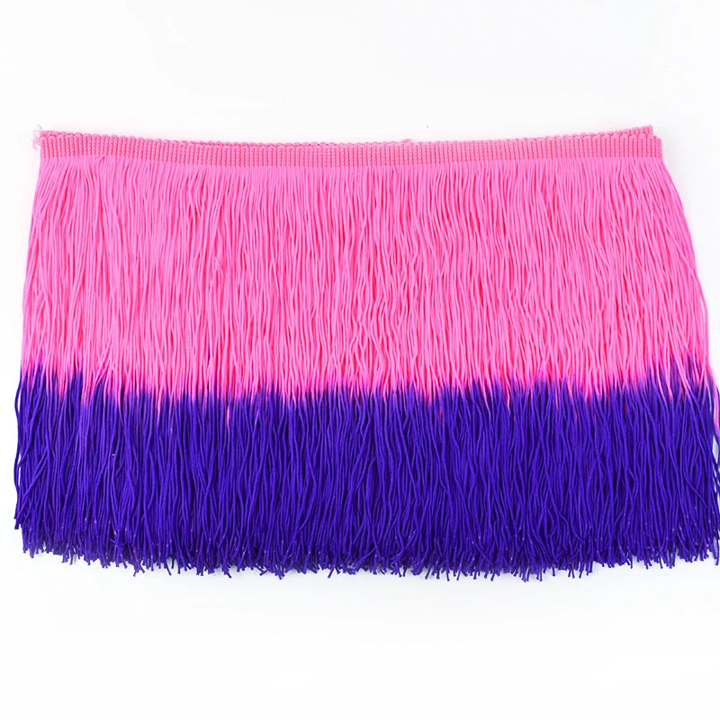 franges dégradées 100% rayonne rose bleu vert noir blanc orange violet modernes 20cm