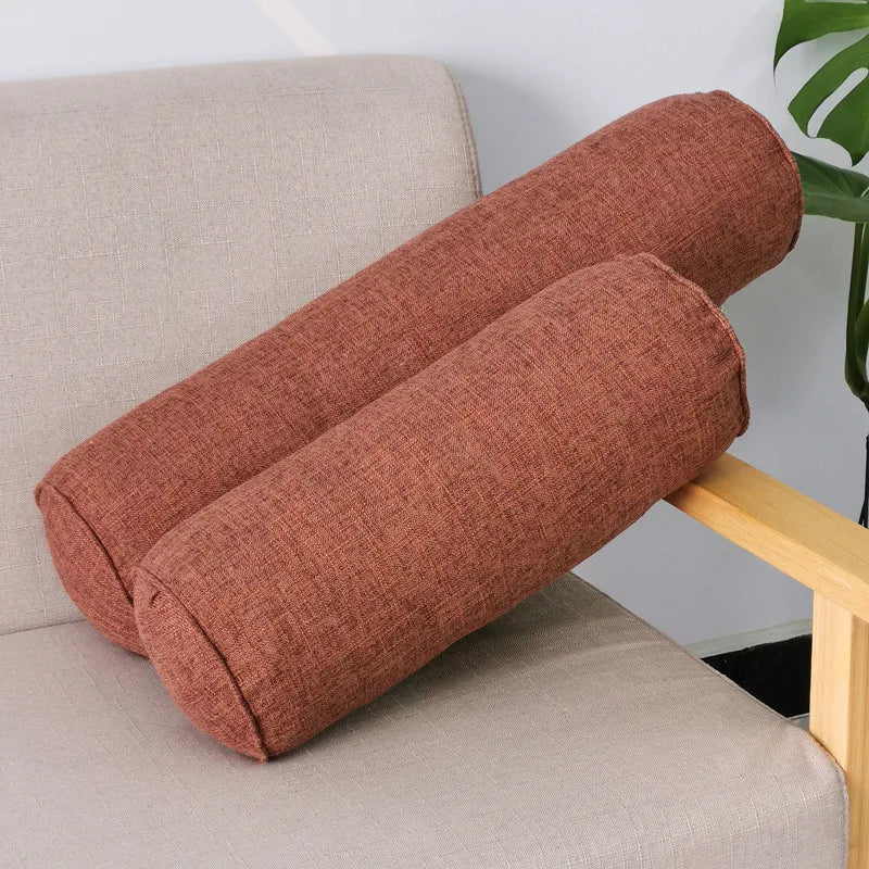 coussins ronds modernes imperméables blanc gris orange bleu marron texture lin amovibles lavables adultes