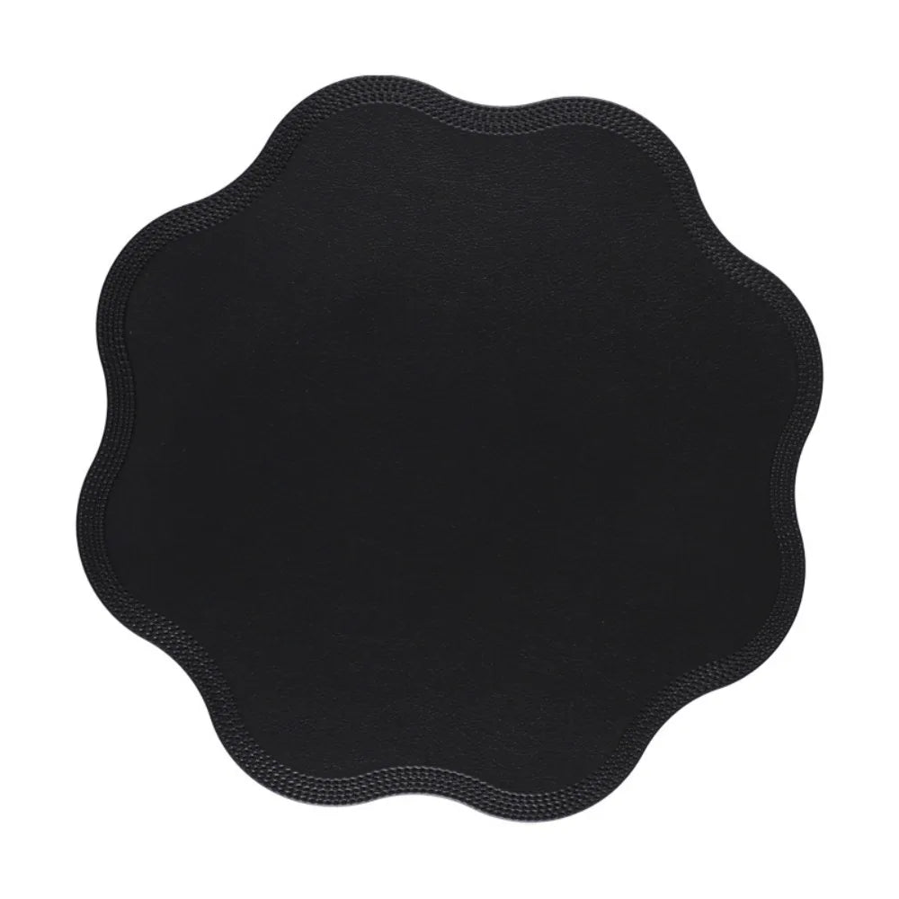placemat moderne bleu rose gris élégant bords dentelés bord assiette fourchette couteau resistant