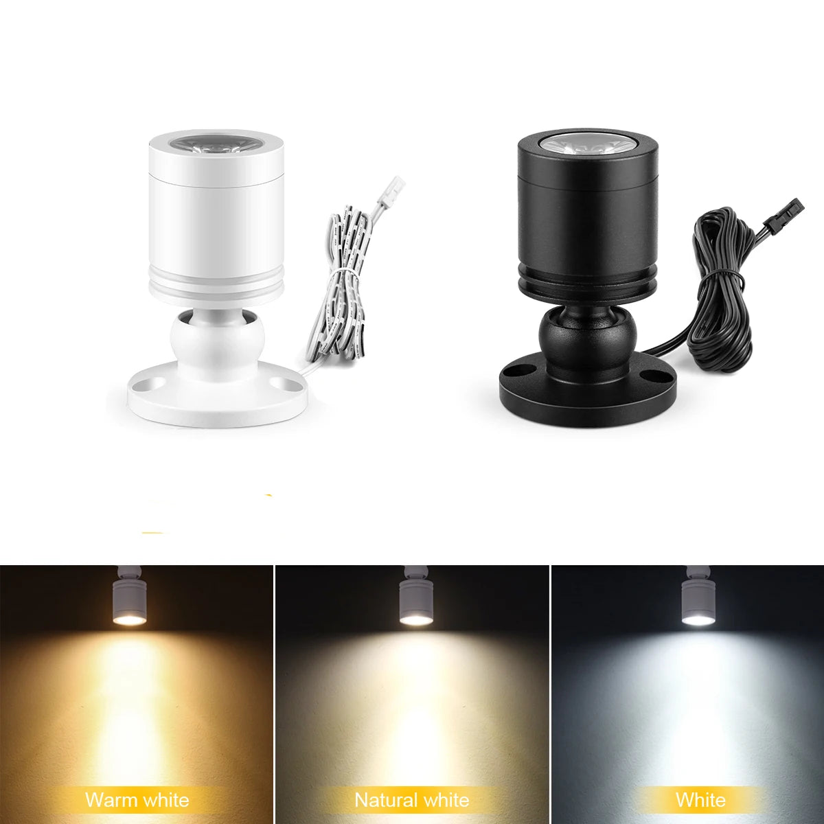 projecteur led blanc noir moderne double adhésif vis flux lumineux 60 249