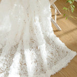 rideau blanc fleur brodé tulle transparent romantique fenêtre française anneaux suspensionhôtel maison pastorale