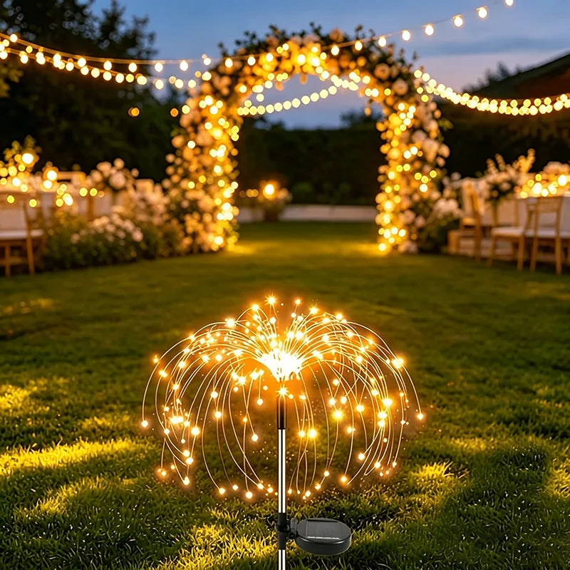 lumières solaires feux d'artifice multicolores modernes extérieures autoinstallation festive led jardin patios cour