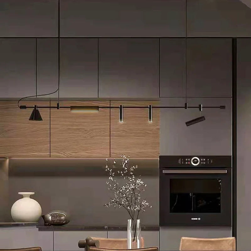 Suspension lumineuse moderne noir mat câble suspendu ampoules 115cm 150cm 180cm