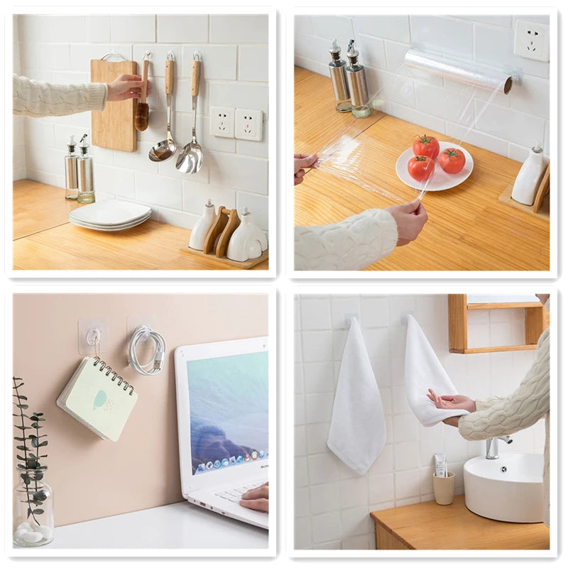 Crochets adhésifs utilisés pour organiser des ustensiles de cuisine