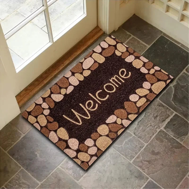 tapis d'entrée moderne antidérapant multicolore texture roche motif géométrique 40x60cm