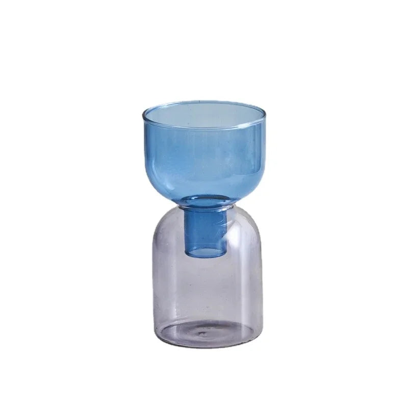 Vases modernes transparents vert bleu orange rose jaune set deux mini vases terrarium fonction