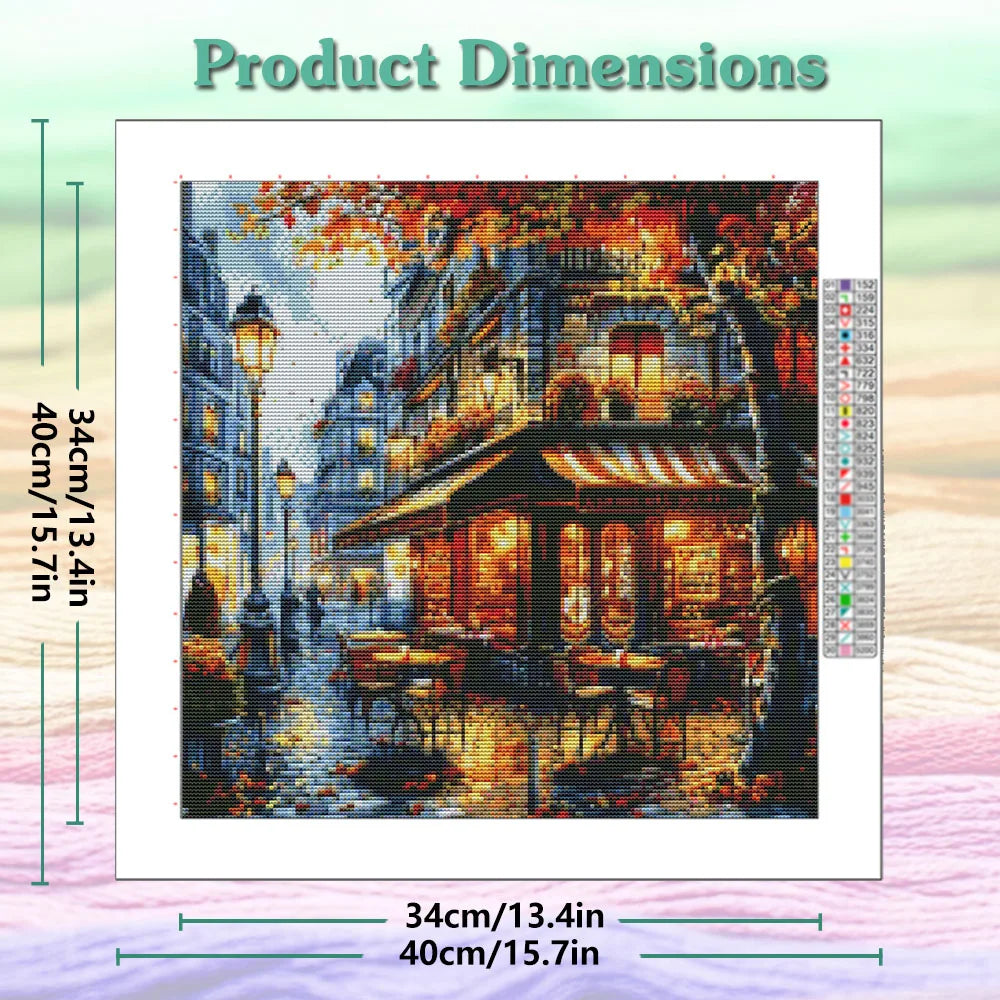 broderie scénique peinture urbaine toile instructions aiguilles ruban moderne multicolore automne