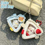 sac poupées gâteau kawaii fenêtre transparente doublure pelucheuse couleurs vives ours pendentif figurines collectionnement