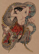 tattoo temporaire tatouage japonais dragon femme fleur noir blanc rouge vert bleu or