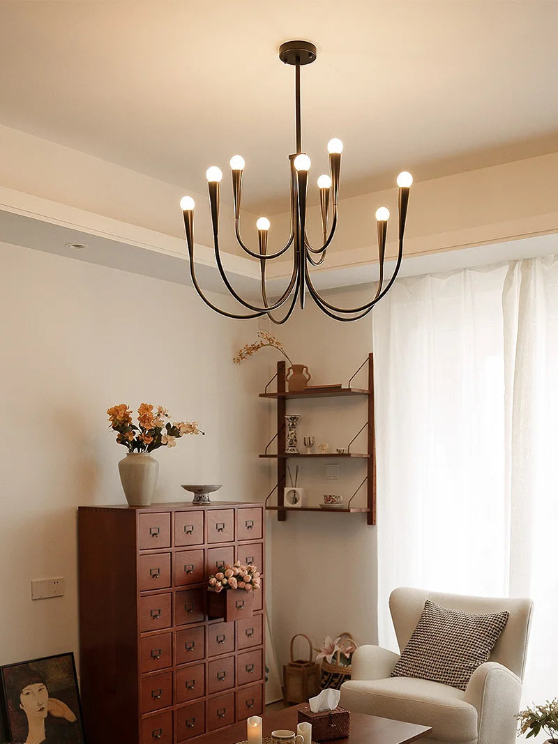 lustre moderne noir fer salon salle manger chambre coucher lampe suspension intérieur