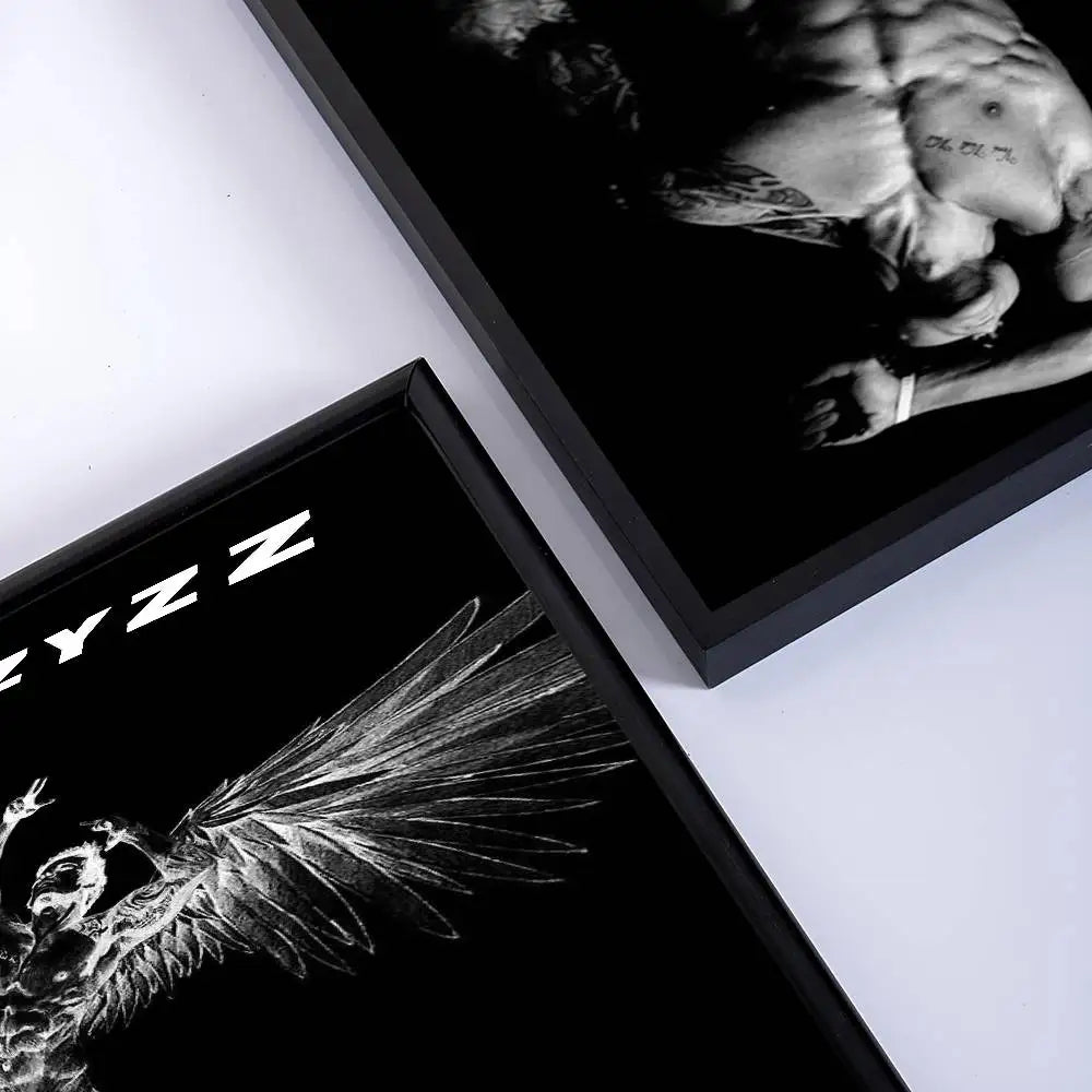 affiches homme musclé ailes zyzz veni vidi vici noir blanc moderne minimaliste papier cadre