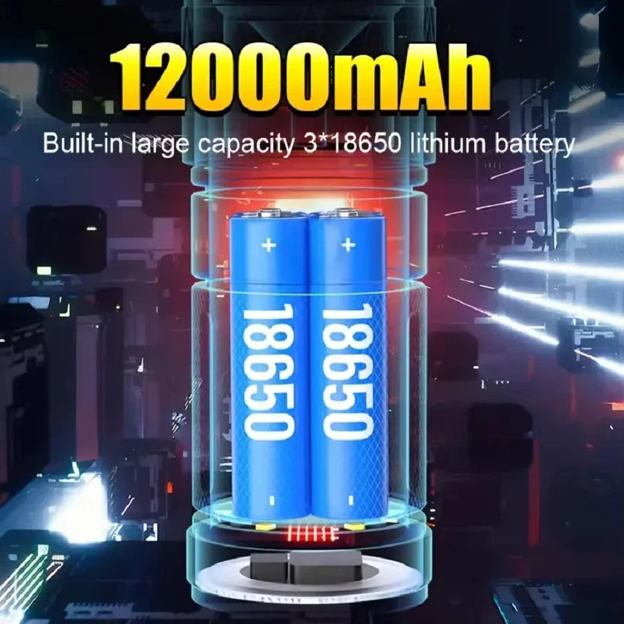 torche puissante led rechargeable 12000mAh zoomable autodéfense banque alimentation moderne