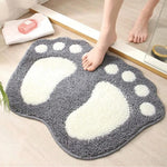tapis bain gris blanc empreintes pieds doux moelleux moderne absorption d'eau