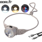 lampe frontale led rechargeable usb camping pêche étanche mode clip gris moderne
