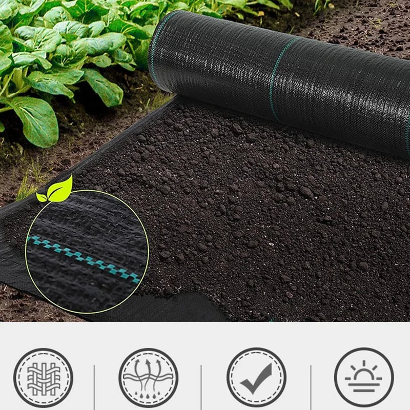 barrière anti herbe noir tissu pp maille fine résistant uv contrôleur mauvaises herbes jardin