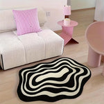 tapis noir blanc moderne rayures ondulées polyester imperméable antidérapant usage multiple intérieur extérieur