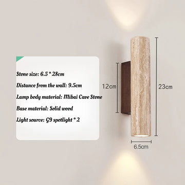applique murale moderne pierre beige clair veines minimaliste éclairage led chambre salon
