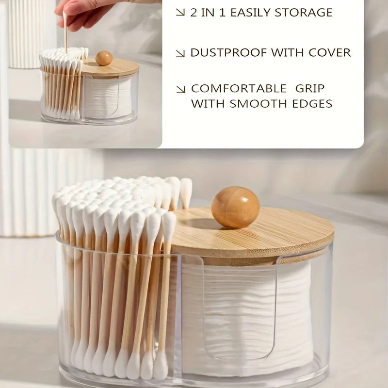 boîte rangement coton tige serviettes papier transparent moderne salle bain organizer compartiments minimaliste