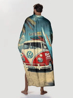 serviette bain polyester absorption rapide serviette vintage bus vw palmiers planches surf plage bleu