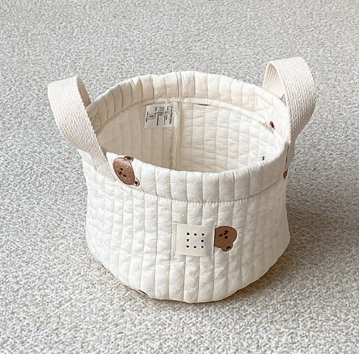 panier rangement enfantin ours mignon quilté sac stockage jouets écologique poignées amovibles