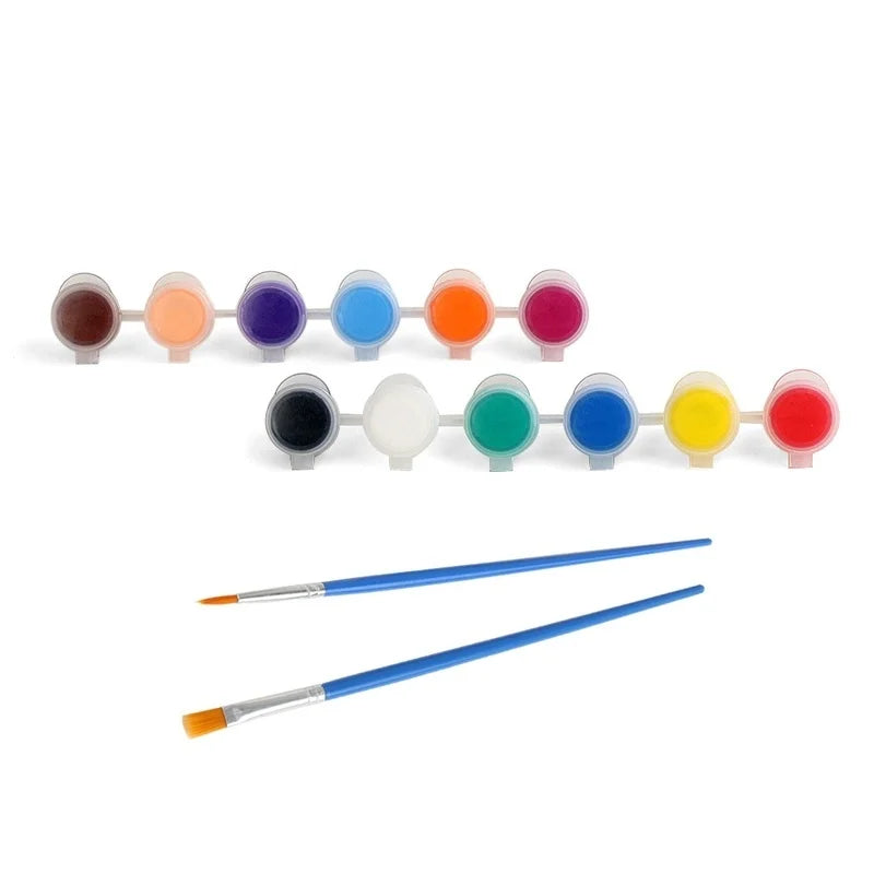 kit peinture acrylique 12 couleurs pinceaux palette bois débutants art diy